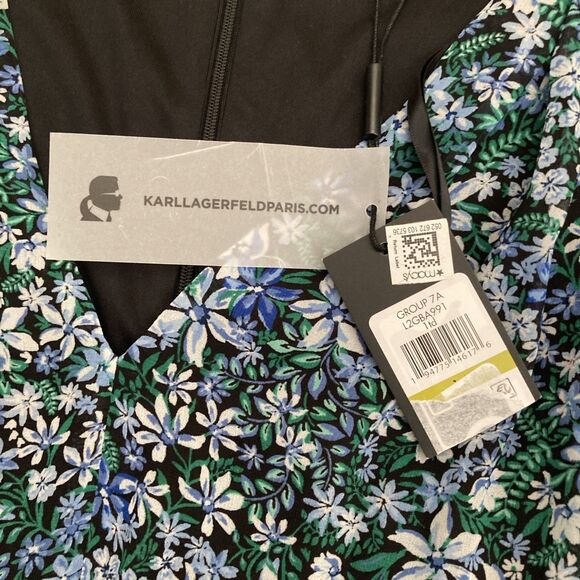 Karl Lagerfeld Paris Floral Chiffon Dress SIZE 14 Ruffle Mini Romantic - Picture 11 of 16